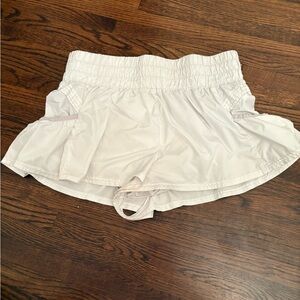 Women's White Ruffled Shorts